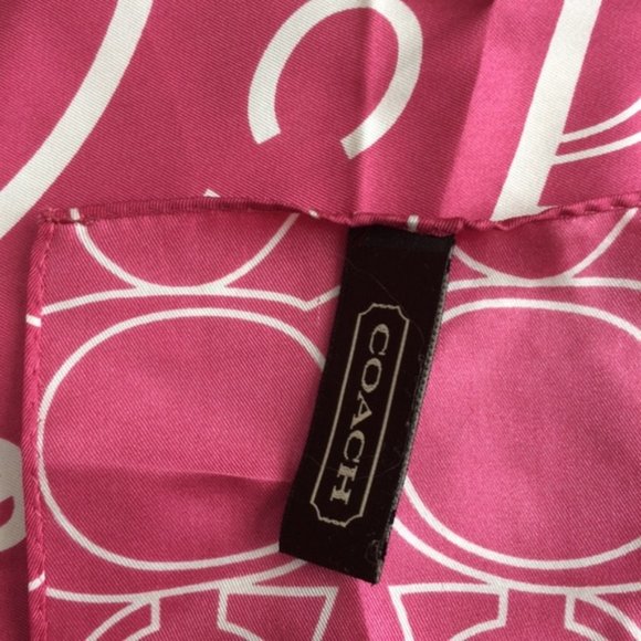 Coach Signature Pink/White Logo Scarf NEVER WORN! - Picture 1 of 2